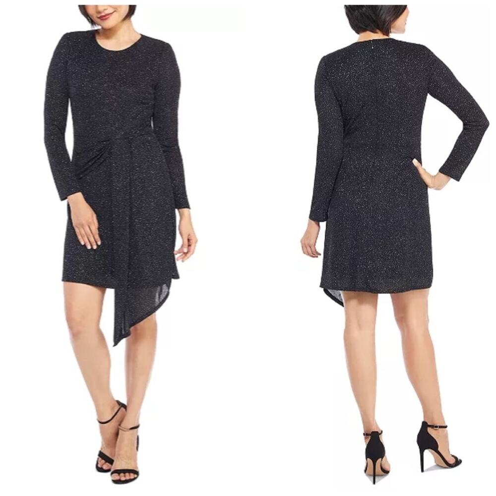 Maggy London Women's Aurora Glitter Sparkle Black Cocktail‎ Dress Size 10